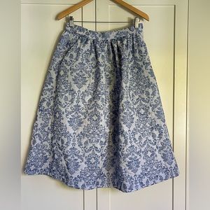 Blue Floral Puff A-Line Skirt